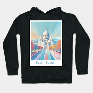 Vintage Travel Poster - Minimalist Sacré-Cœur Paris, France in Retro Colors Hoodie